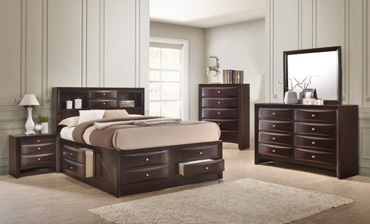 Emily Dark Cherry Storage Platform Bedroom Set - SET | B4265-K-HBFB | B4265-K-DRW-L | B4265-K-DRW-R | B4265-K-RAIL | B4260-1 | B4260-11 | B4260-2 | B4260-4 - Luna Furniture - Dallas Store