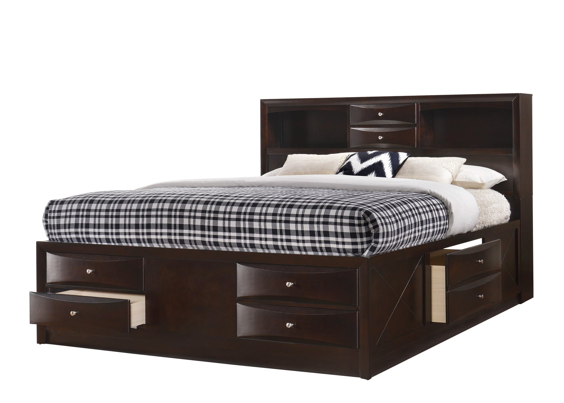 Emily Dark Cherry Storage Platform Bedroom Set - SET | B4265-K-HBFB | B4265-K-DRW-L | B4265-K-DRW-R | B4265-K-RAIL | B4260-1 | B4260-11 | B4260-2 | B4260-4 - Luna Furniture - Dallas Store