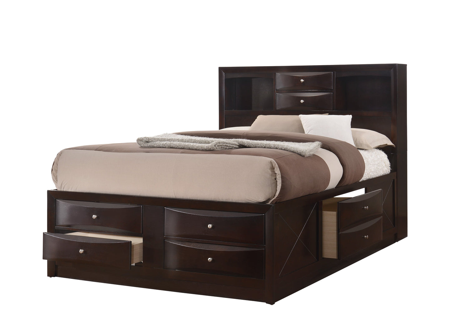 Emily Dark Cherry Storage Platform Bedroom Set - SET | B4265-K-HBFB | B4265-K-DRW-L | B4265-K-DRW-R | B4265-K-RAIL | B4260-1 | B4260-11 | B4260-2 | B4260-4 - Luna Furniture - Dallas Store