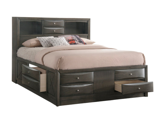 Emily Gray King Storage Platform Bed - SET | B4275-K-HBFB | B4275-K-DRW-L | B4275-K-DRW-R | B4275-K-RAIL - Luna Furniture - Dallas Store