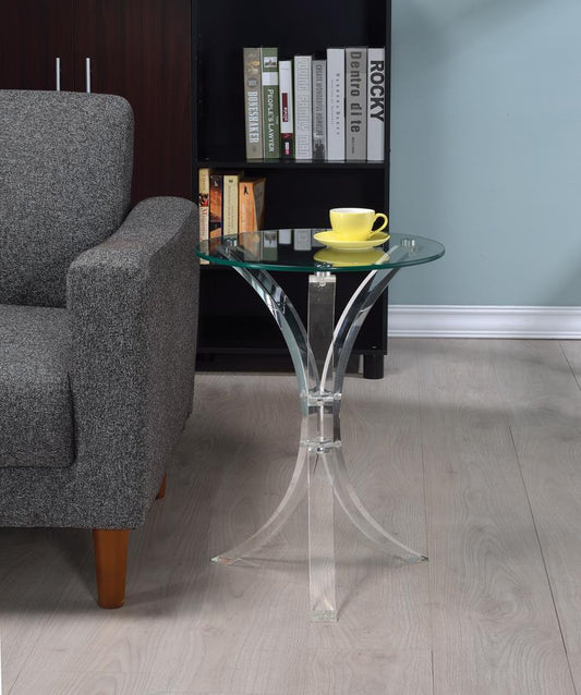 Emmett Clear Round Accent Table - 900490 - Luna Furniture - Dallas Store
