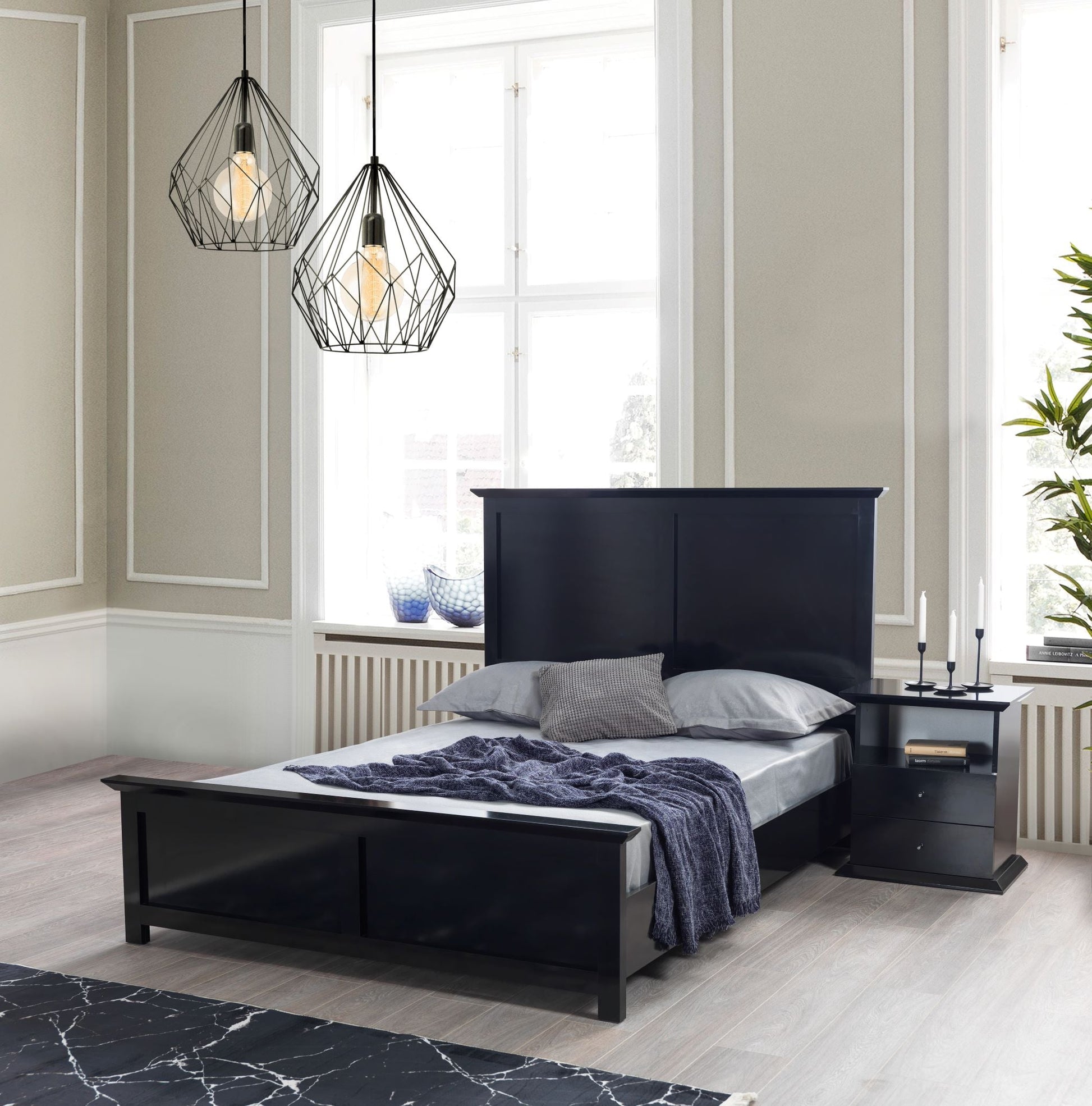 Erika Black 4-Piece Queen Bedroom Set - ERIKABEDROOM-4PCQ - Luna Furniture - Dallas Store