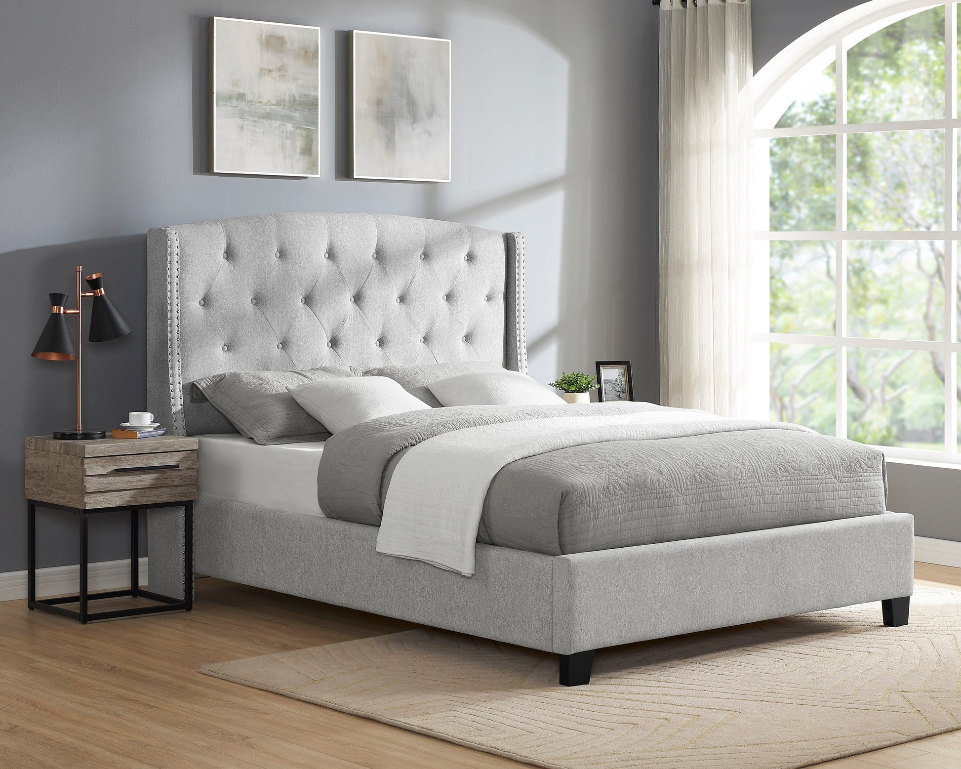 Eva Dove Gray King Upholstered Bed - SET | 5111DV-K-HBFB | 5111DV-KQ-RAIL - Luna Furniture - Dallas Store