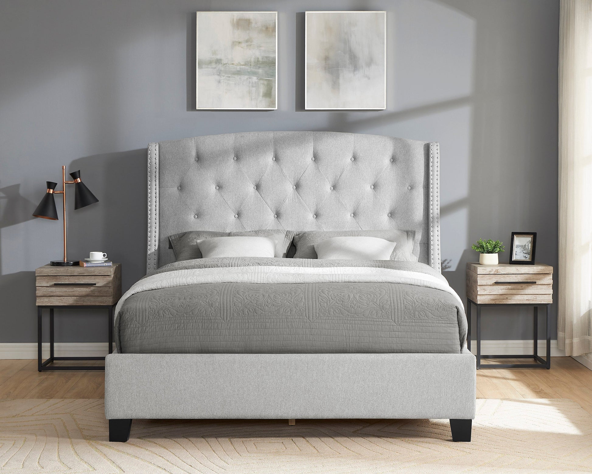 Eva Dove Gray King Upholstered Bed - SET | 5111DV-K-HBFB | 5111DV-KQ-RAIL - Luna Furniture - Dallas Store