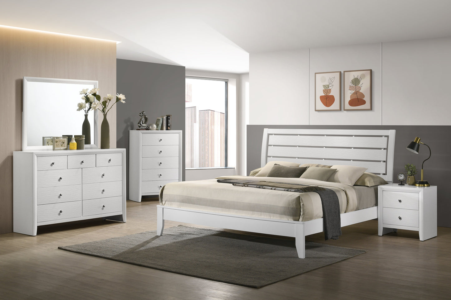 Evan White King Panel Bed - SET | B4710-K-HBFB | B4710-K-RAIL | - Luna Furniture - Dallas Store