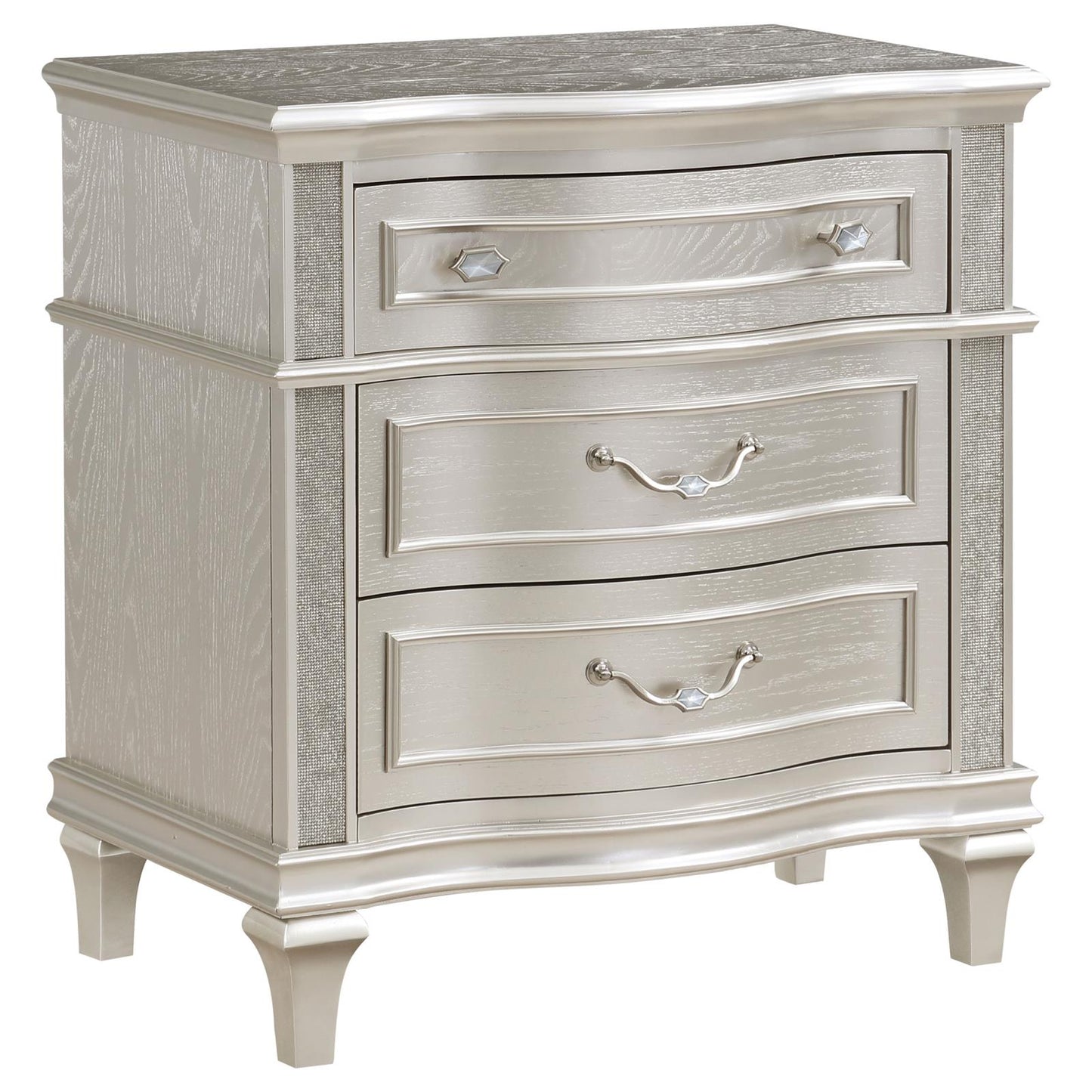 Evangeline 3-Drawer Nightstand Silver Oak - 223392 - Luna Furniture - Dallas Store