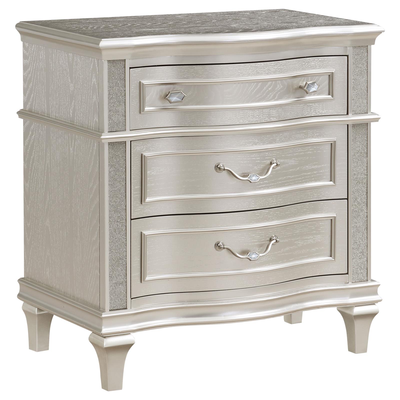 Evangeline 3-Drawer Nightstand Silver Oak - 223392 - Luna Furniture - Dallas Store
