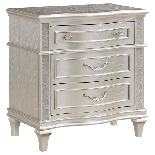 Evangeline 3-Drawer Nightstand Silver Oak - 223392 - Luna Furniture - Dallas Store