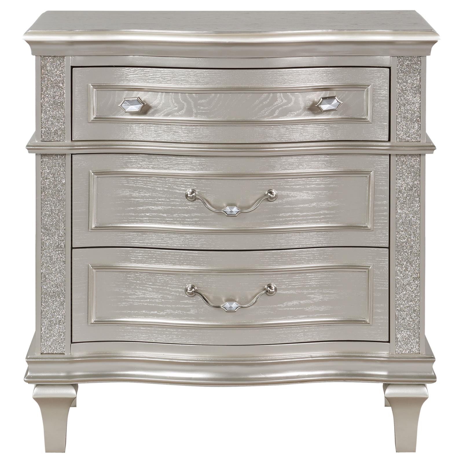 Evangeline 3-Drawer Nightstand Silver Oak - 223392 - Luna Furniture - Dallas Store