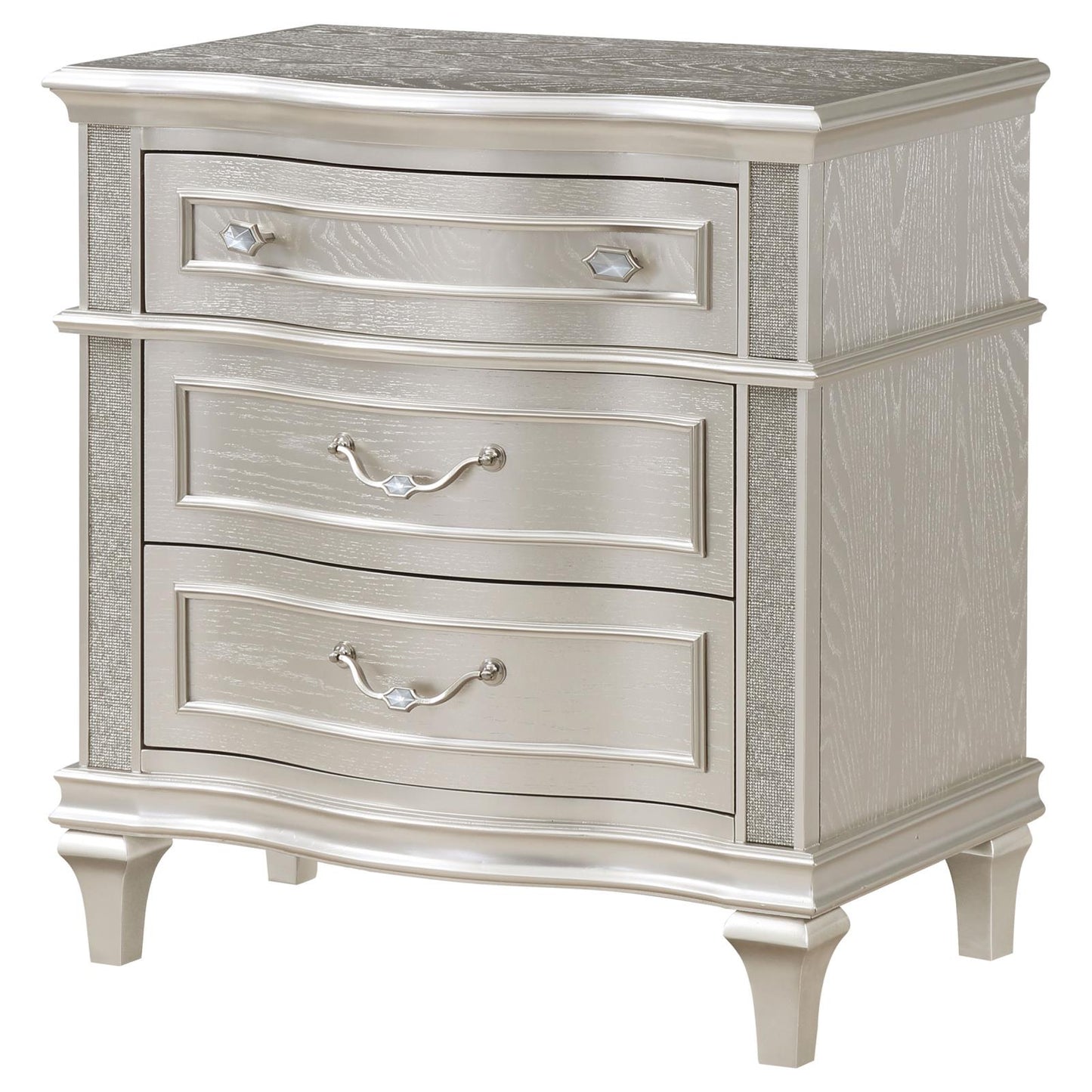 Evangeline 3-Drawer Nightstand Silver Oak - 223392 - Luna Furniture - Dallas Store