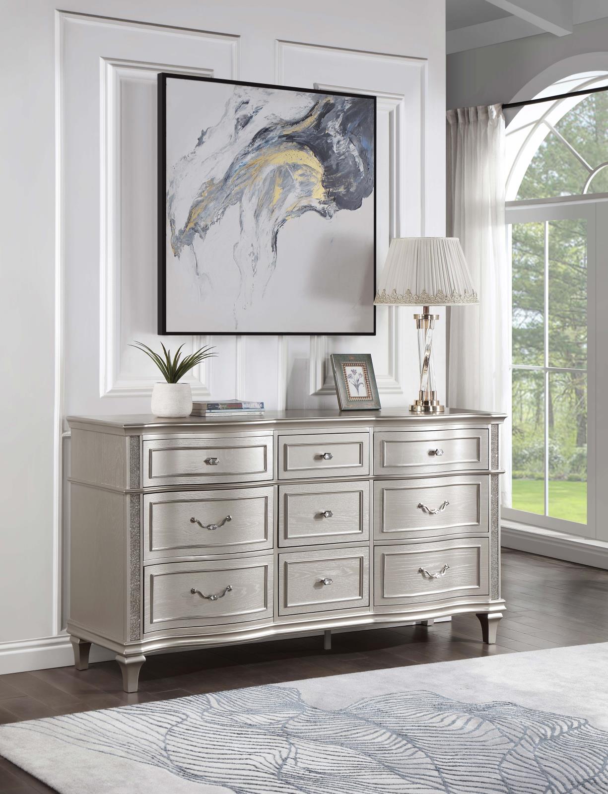 Evangeline Silver Oak 9-Drawer Dresser - 223393 - Luna Furniture - Dallas Store