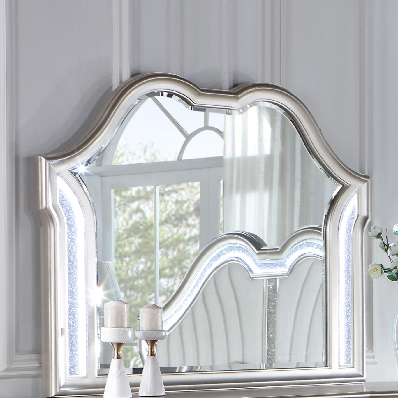 Evangeline Silver Oak Camel Top Dresser Mirror - 223394 - Luna Furniture - Dallas Store
