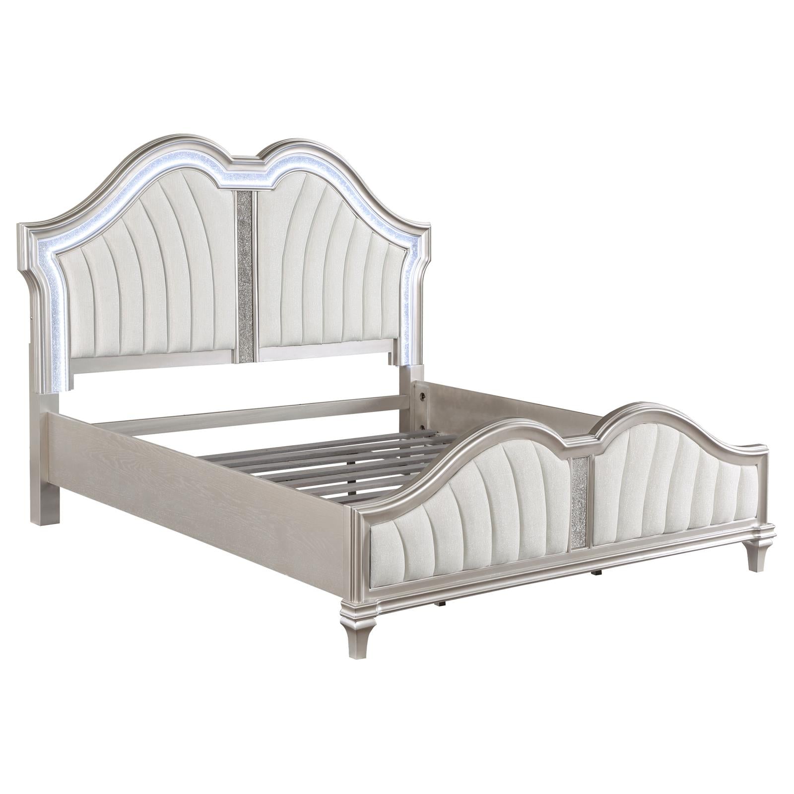 Evangeline Tufted Upholstered Platform California King Bed Ivory/Silver Oak - 223391KW - Luna Furniture - Dallas Store