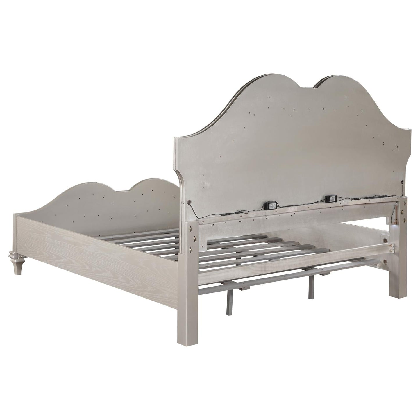 Evangeline Tufted Upholstered Platform California King Bed Ivory/Silver Oak - 223391KW - Luna Furniture - Dallas Store