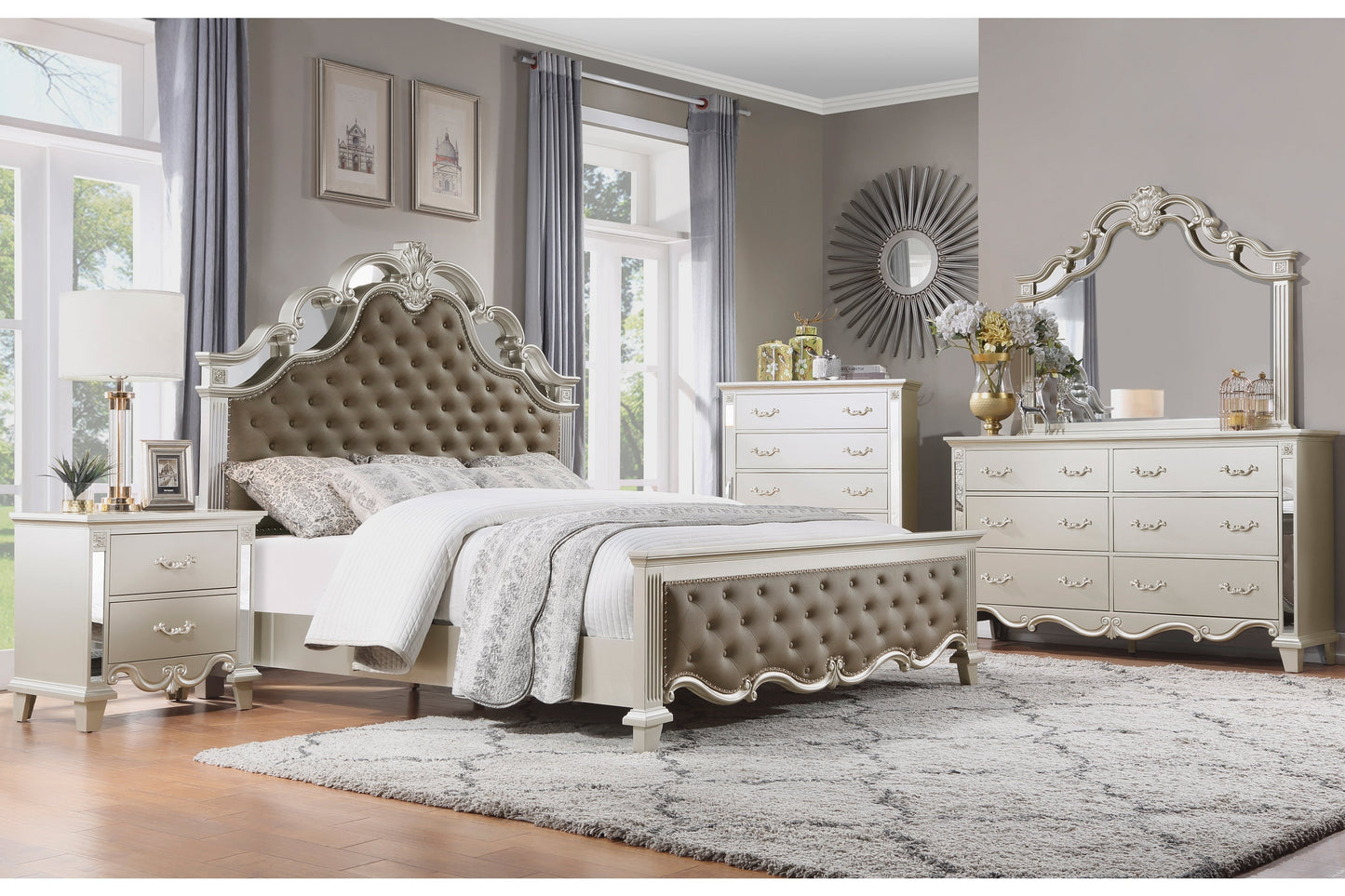 Ever Champagne Mirrored Chest - 1429-9 - Luna Furniture - Dallas Store