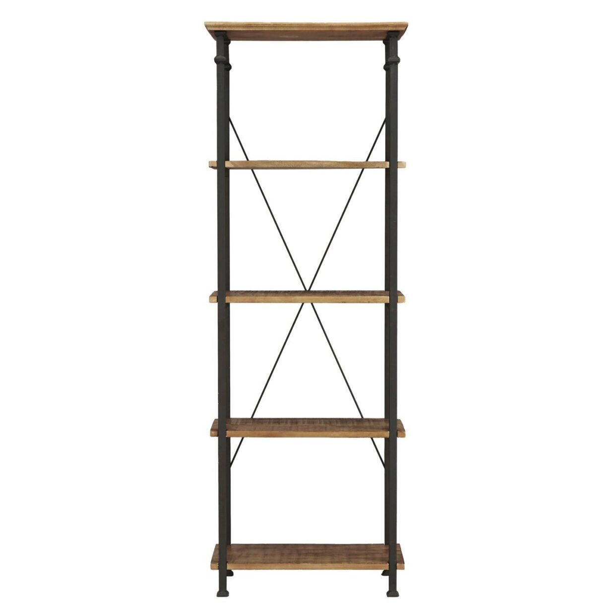 Factory Rustic Poplar & Metal Bookcase - 3228-12 - Luna Furniture - Dallas Store