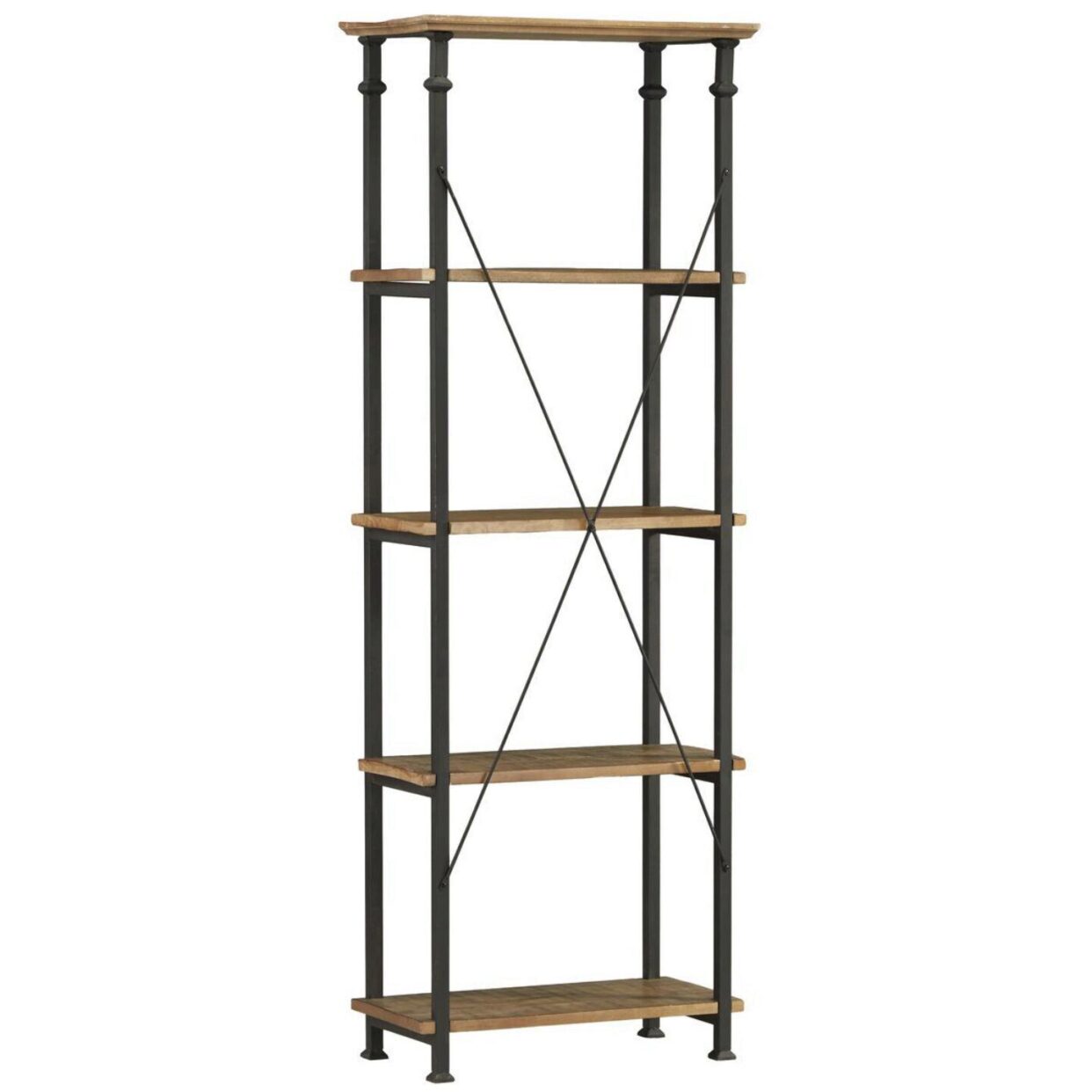 Factory Rustic Poplar & Metal Bookcase - 3228-12 - Luna Furniture - Dallas Store