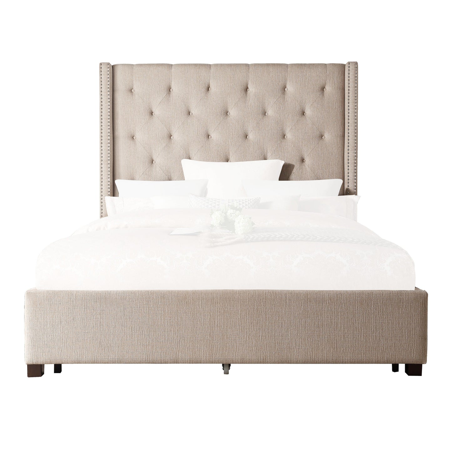 Fairborn Beige Full Upholstered Storage Platform Bed - SET | 5877FBE-1 | 5877FBE-3 | 5877F-2DW - Luna Furniture - Dallas Store