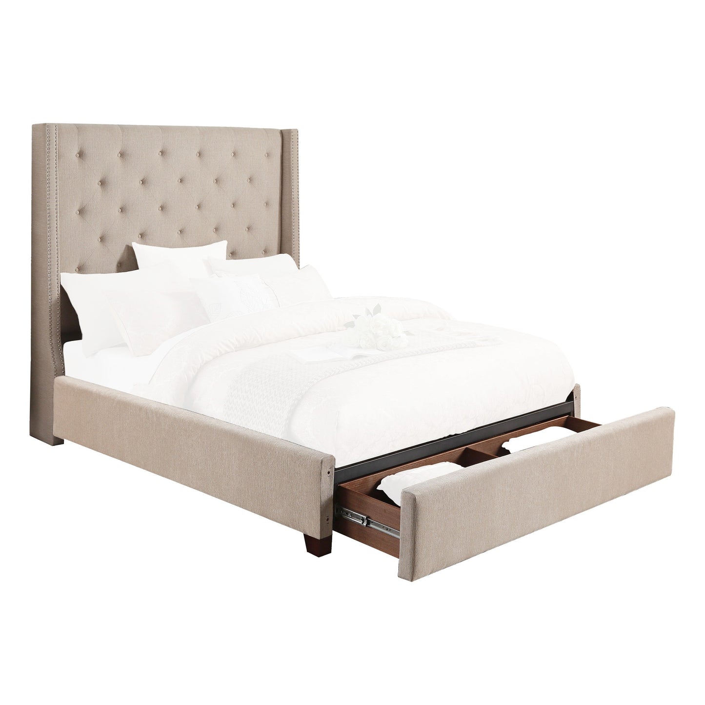 Fairborn Beige King Upholstered Storage Platform Bed - SET | 5877KBE-1 | 5877KBE-3EK | 5877K-2DW - Luna Furniture - Dallas Store