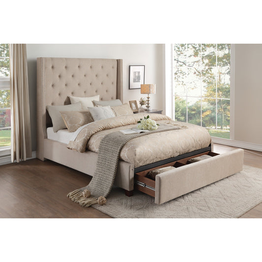 Fairborn Beige Queen Upholstered Storage Platform Bed - SET | 5877BE-1 | 5877BE-3 | 5877-2DW - Luna Furniture - Dallas Store