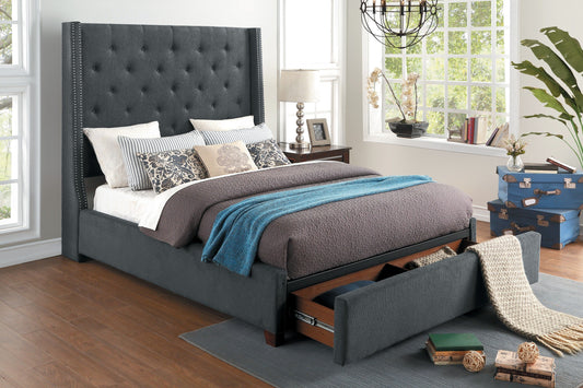 Fairborn Gray Queen Upholstered Storage Platform Bed - SET | 5877GY-1 | 5877GY-3 | 5877-2DW - Luna Furniture - Dallas Store