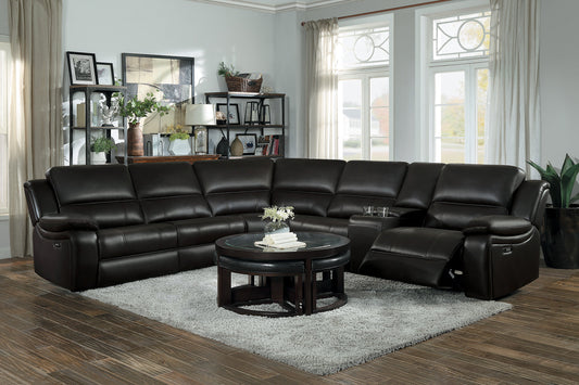 Falun Dark Brown 6-Piece Modular Power Reclining Sectional - 8260DB*6PW - Luna Furniture - Dallas Store