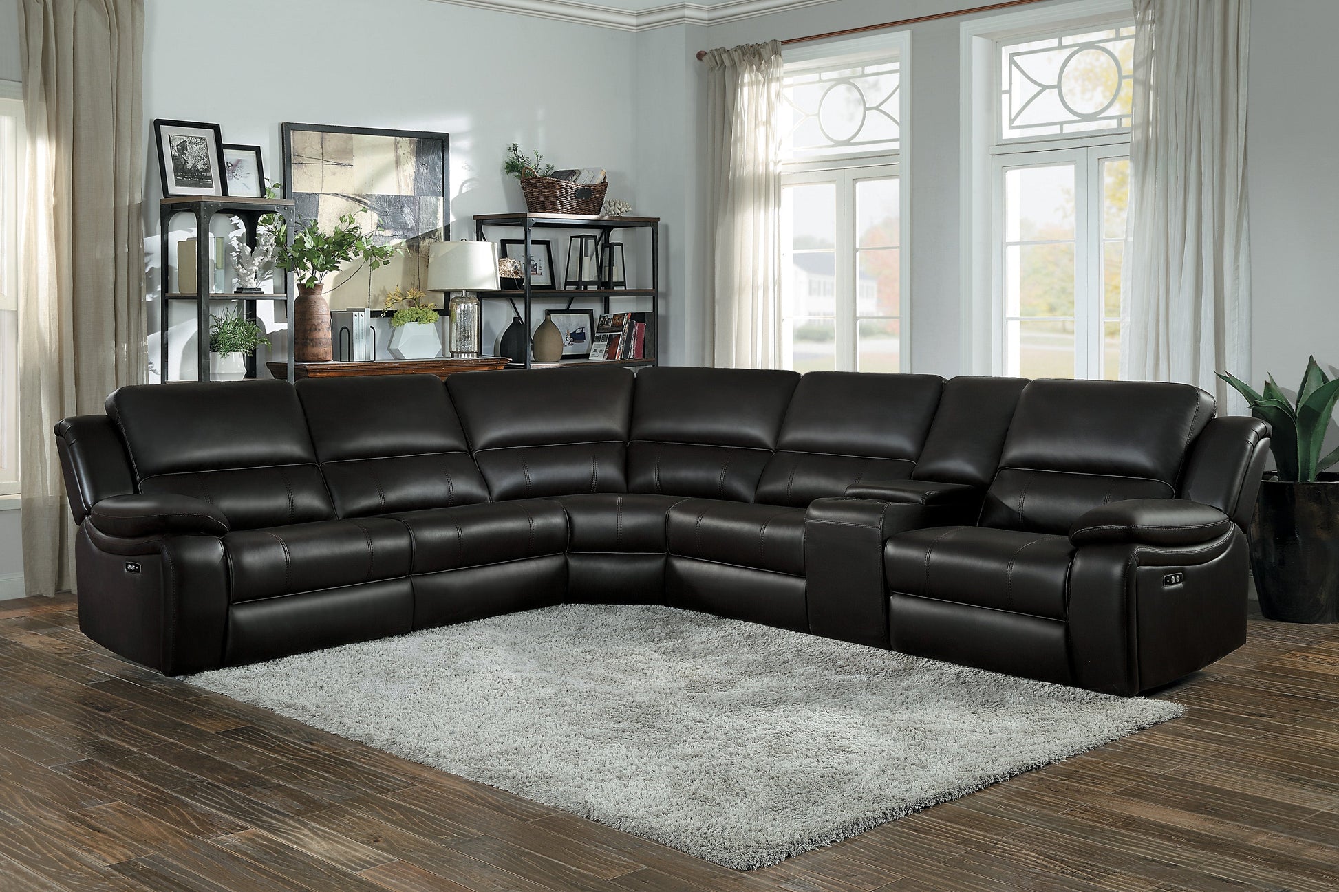 Falun Dark Brown 6-Piece Modular Power Reclining Sectional - 8260DB*6PW - Luna Furniture - Dallas Store
