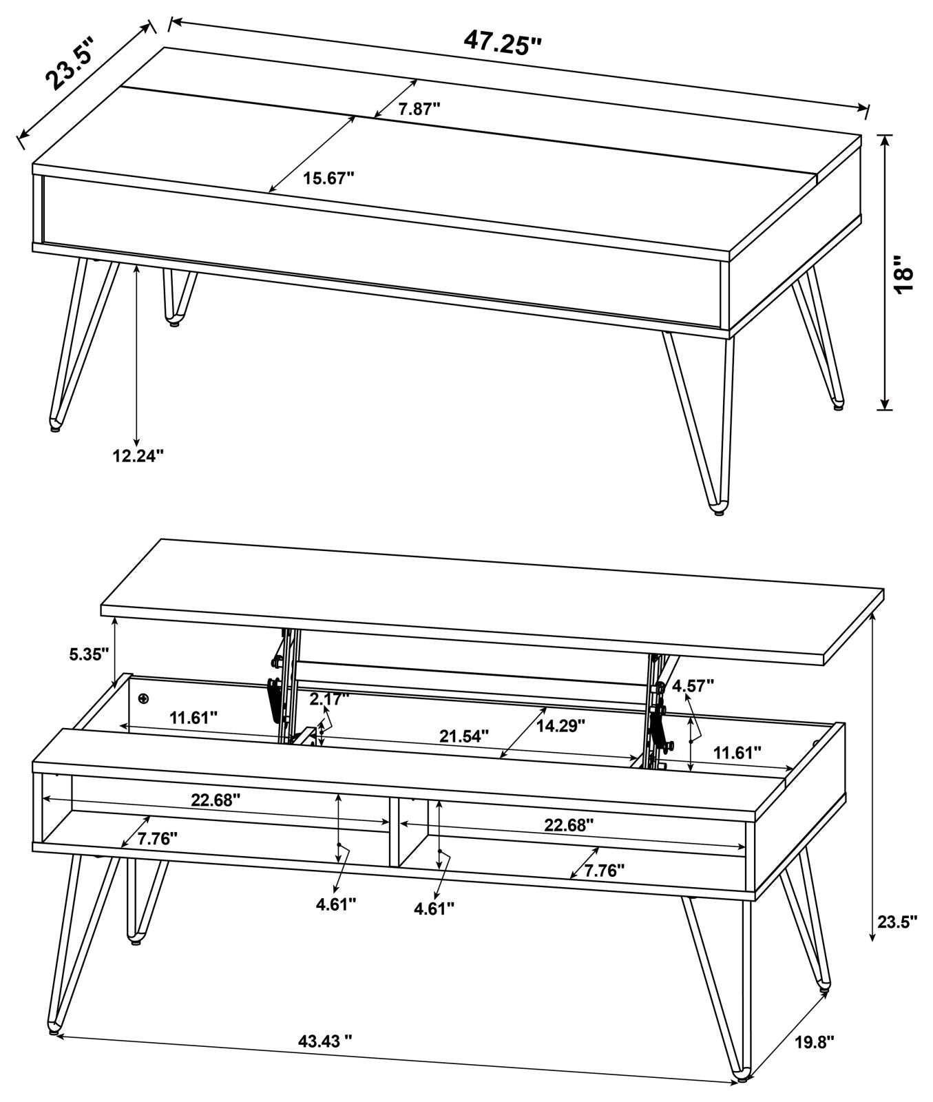 Fanning Golden Oak/Black Lift Top Storage Coffee Table - 723368 - Luna Furniture - Dallas Store