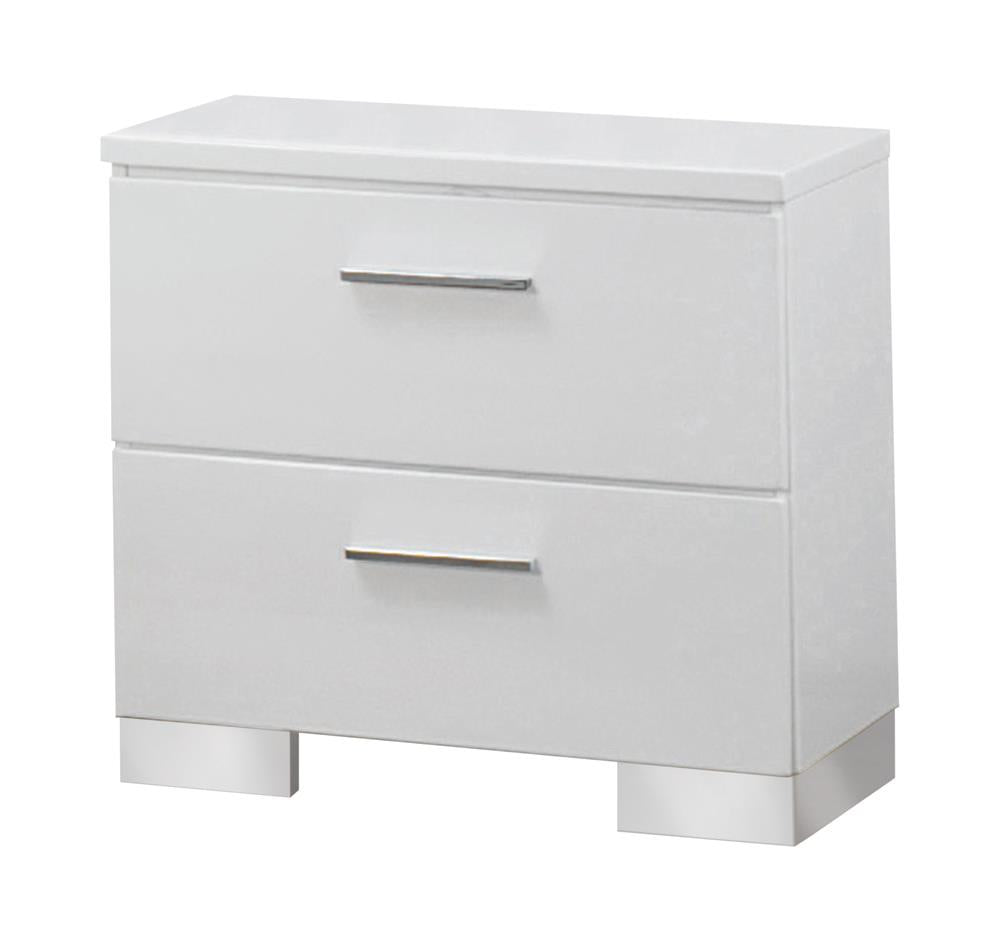 Felicity 2-Drawer Nightstand Glossy White - 203502 - Luna Furniture - Dallas Store