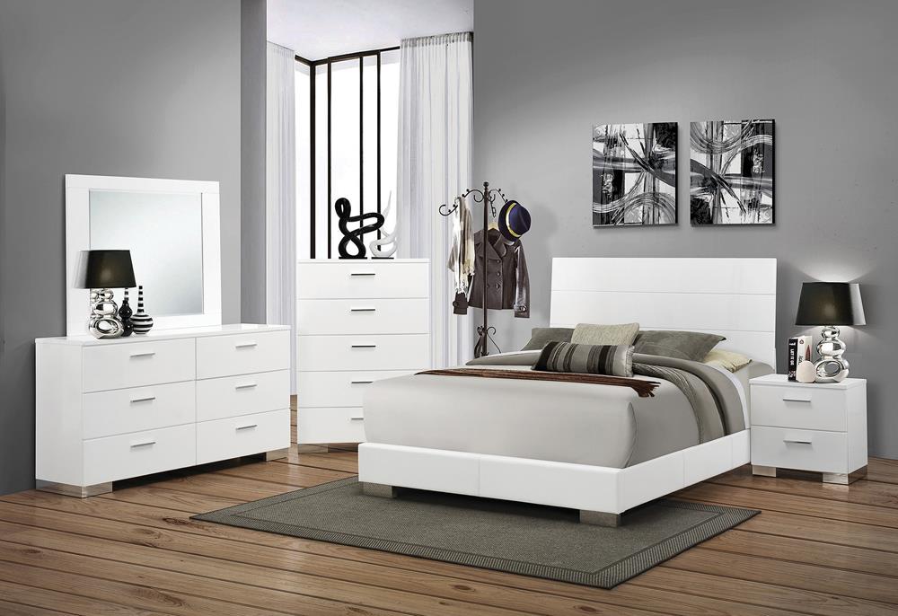 Felicity 2-Drawer Nightstand Glossy White - 203502 - Luna Furniture - Dallas Store