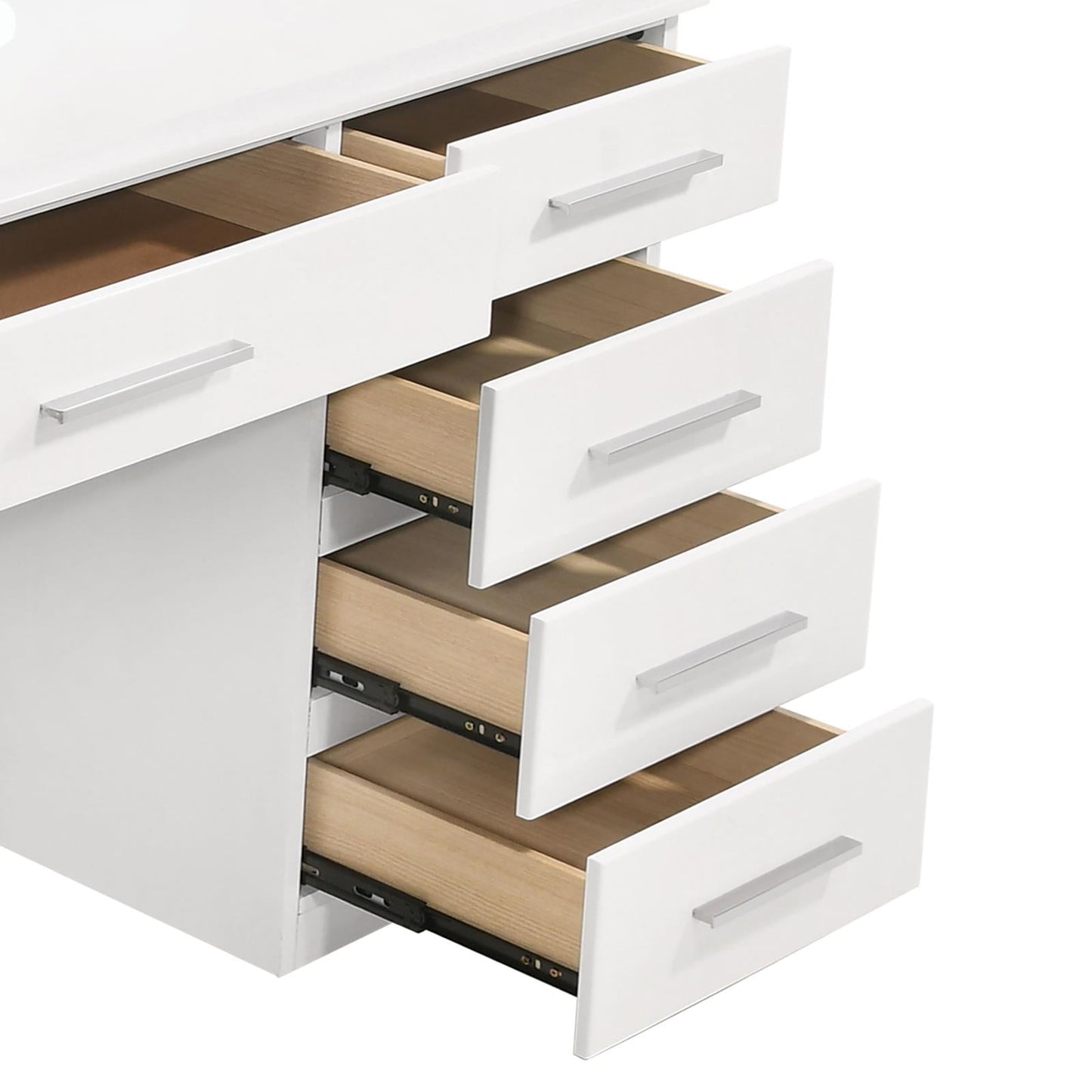 Felicity 9-Drawer Vanity Desk with Lighted Mirror Glossy White - 203507 - Luna Furniture - Dallas Store