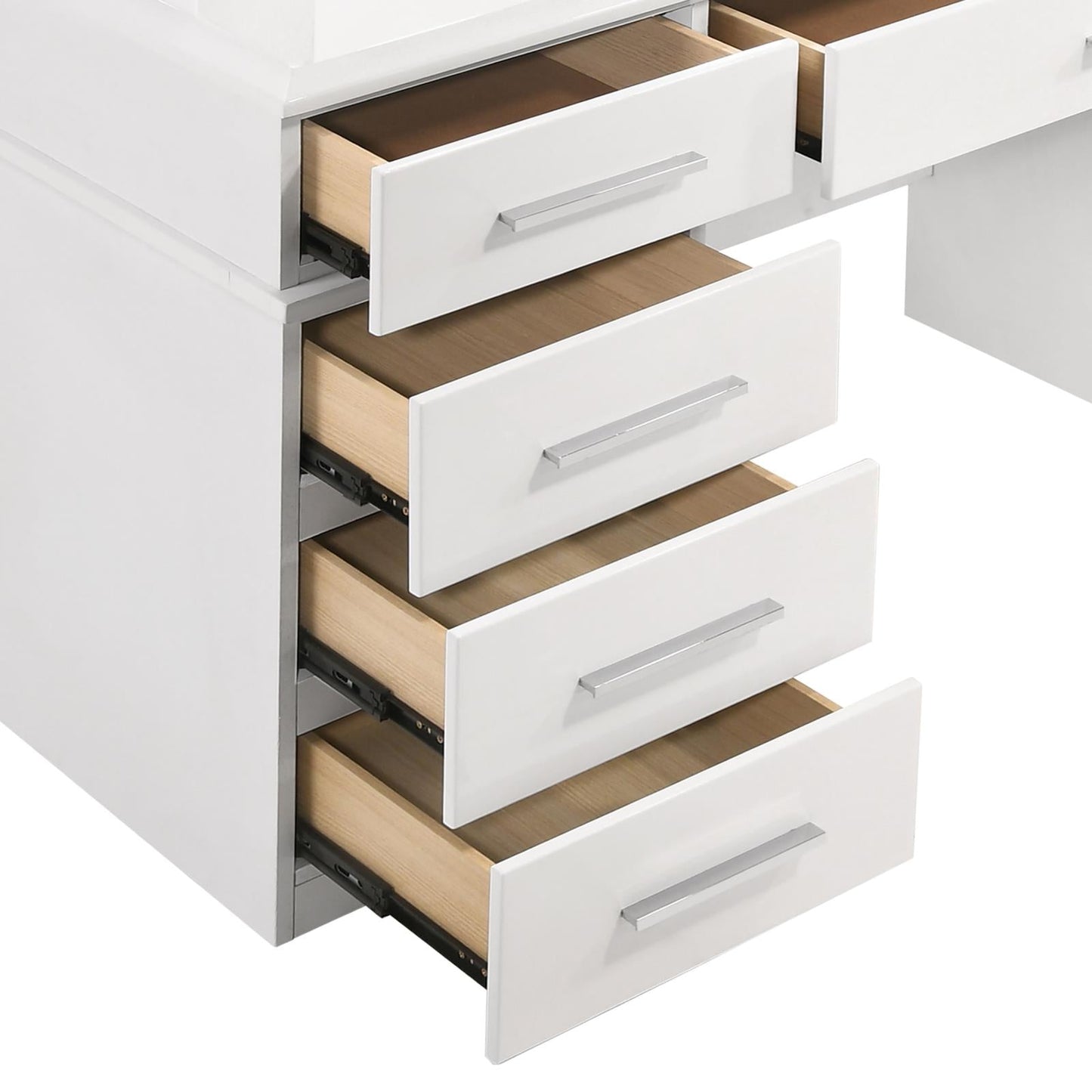 Felicity 9-Drawer Vanity Desk with Lighted Mirror Glossy White - 203507 - Luna Furniture - Dallas Store