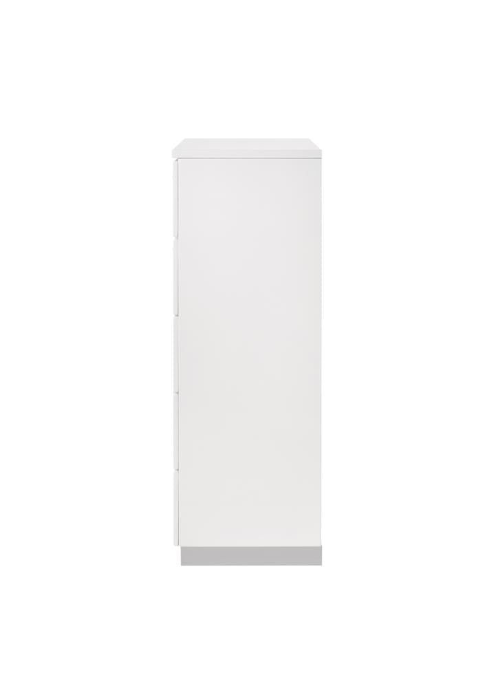 Felicity Glossy White 5-Drawer Chest - 203505 - Luna Furniture - Dallas Store