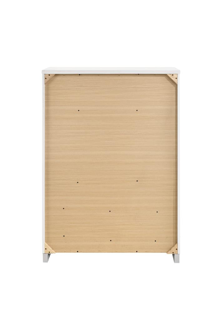 Felicity Glossy White 5-Drawer Chest - 203505 - Luna Furniture - Dallas Store