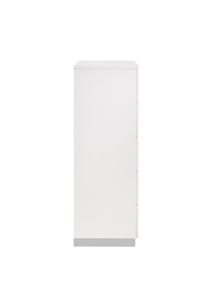 Felicity Glossy White 5-Drawer Chest - 203505 - Luna Furniture - Dallas Store