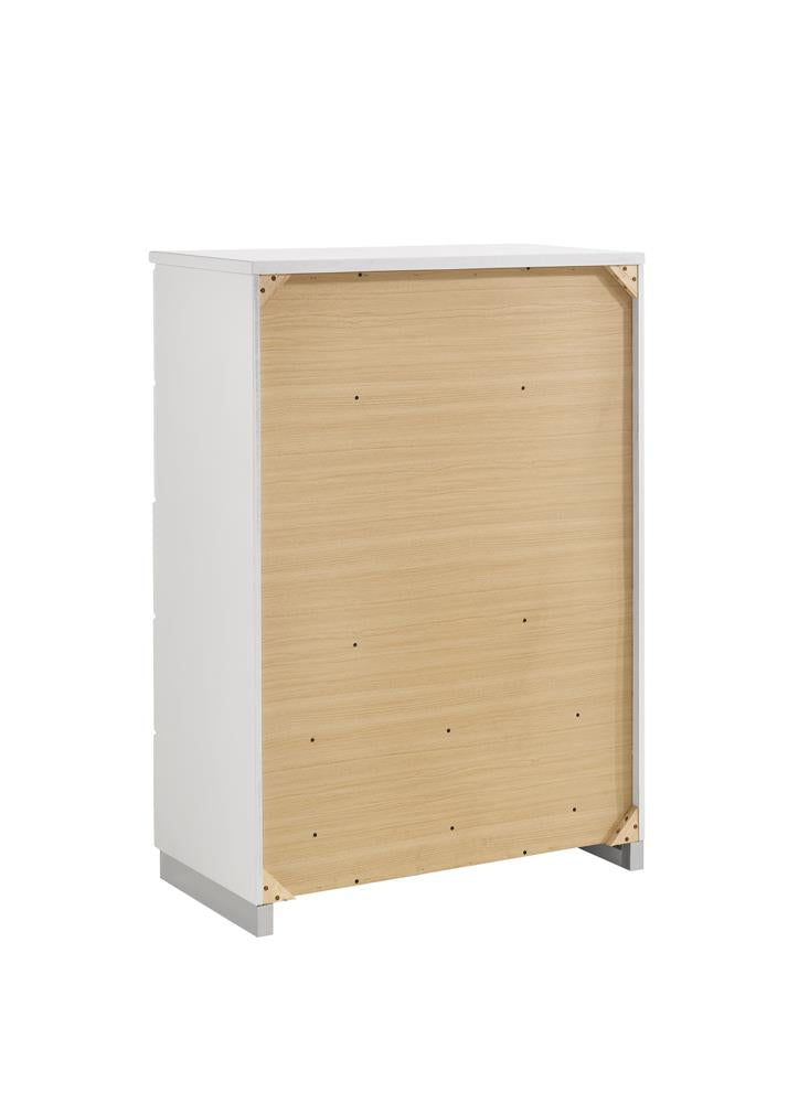 Felicity Glossy White 5-Drawer Chest - 203505 - Luna Furniture - Dallas Store
