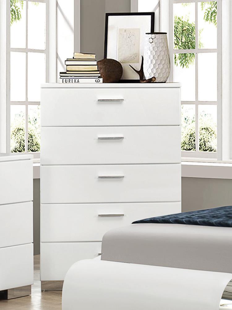 Felicity Glossy White 5-Drawer Chest - 203505 - Luna Furniture - Dallas Store