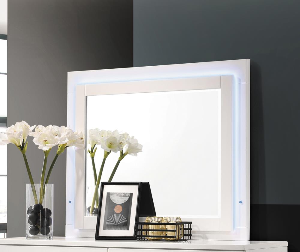 Felicity Glossy White LED Light Mirror - 203504LED - Luna Furniture - Dallas Store