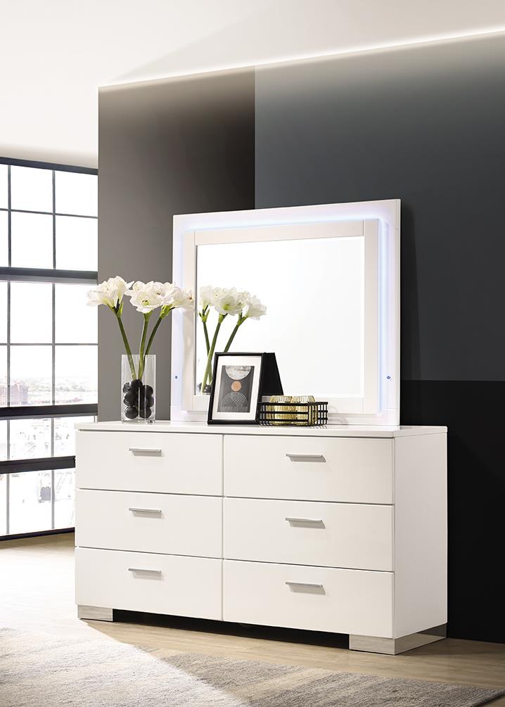 Felicity Glossy White LED Light Mirror - 203504LED - Luna Furniture - Dallas Store