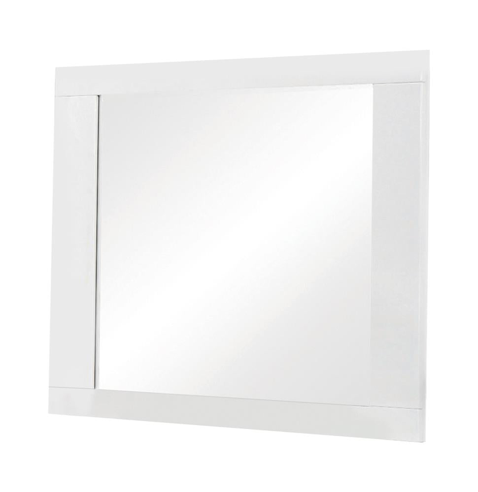 Felicity Glossy White Rectangle Dresser Mirror - 203504 - Luna Furniture - Dallas Store