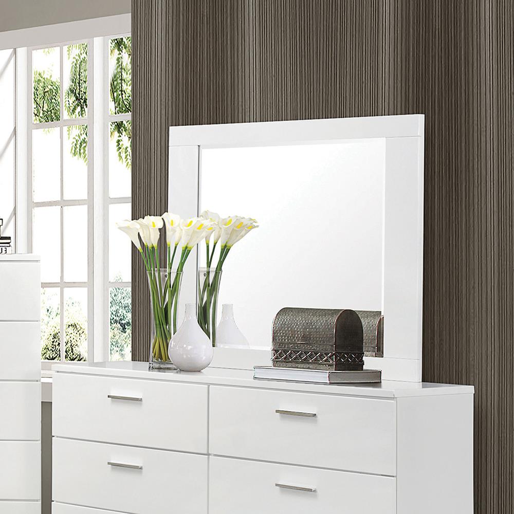 Felicity Glossy White Rectangle Dresser Mirror - 203504 - Luna Furniture - Dallas Store