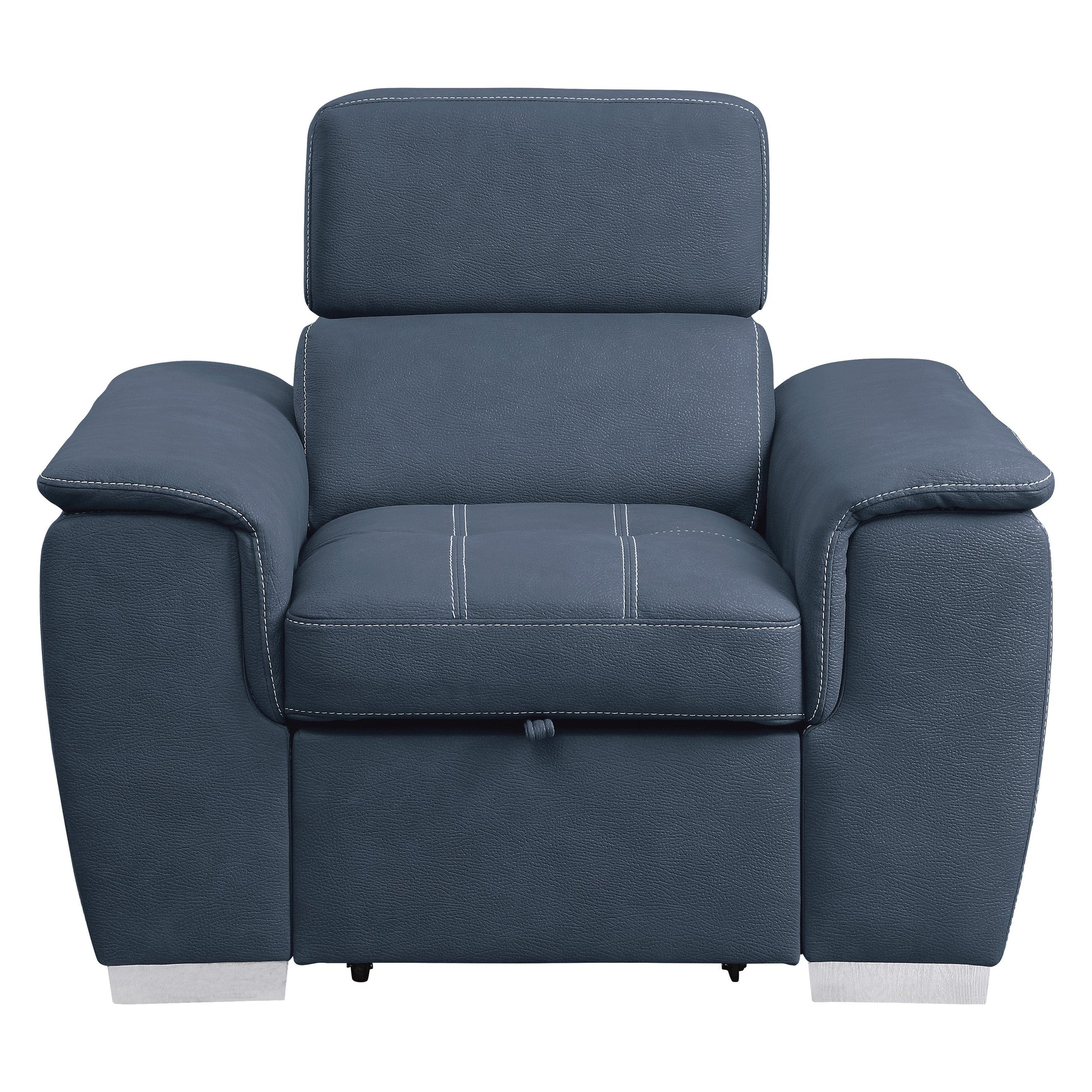 Ferriday Blue Chair with Pull-out Ottoman - 8228BU-1 - Luna Furniture - Dallas Store