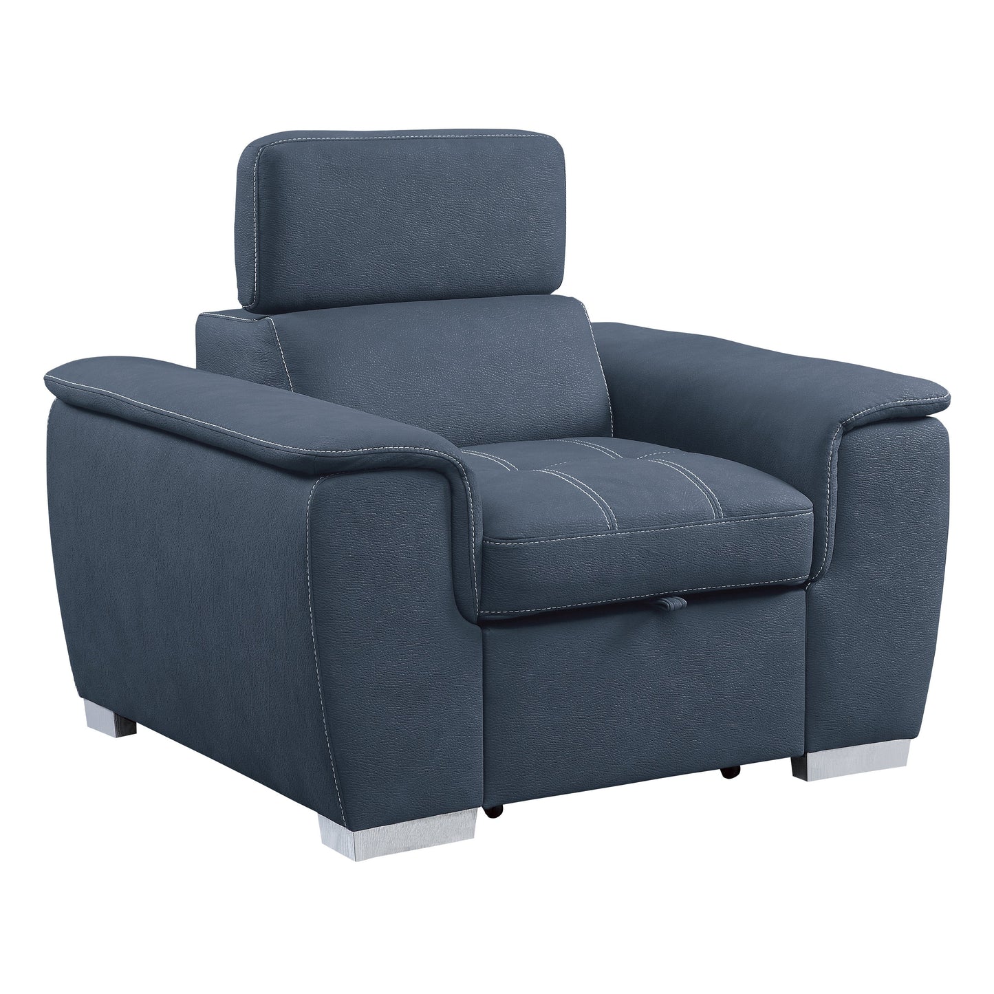 Ferriday Blue Chair with Pull-out Ottoman - 8228BU-1 - Luna Furniture - Dallas Store
