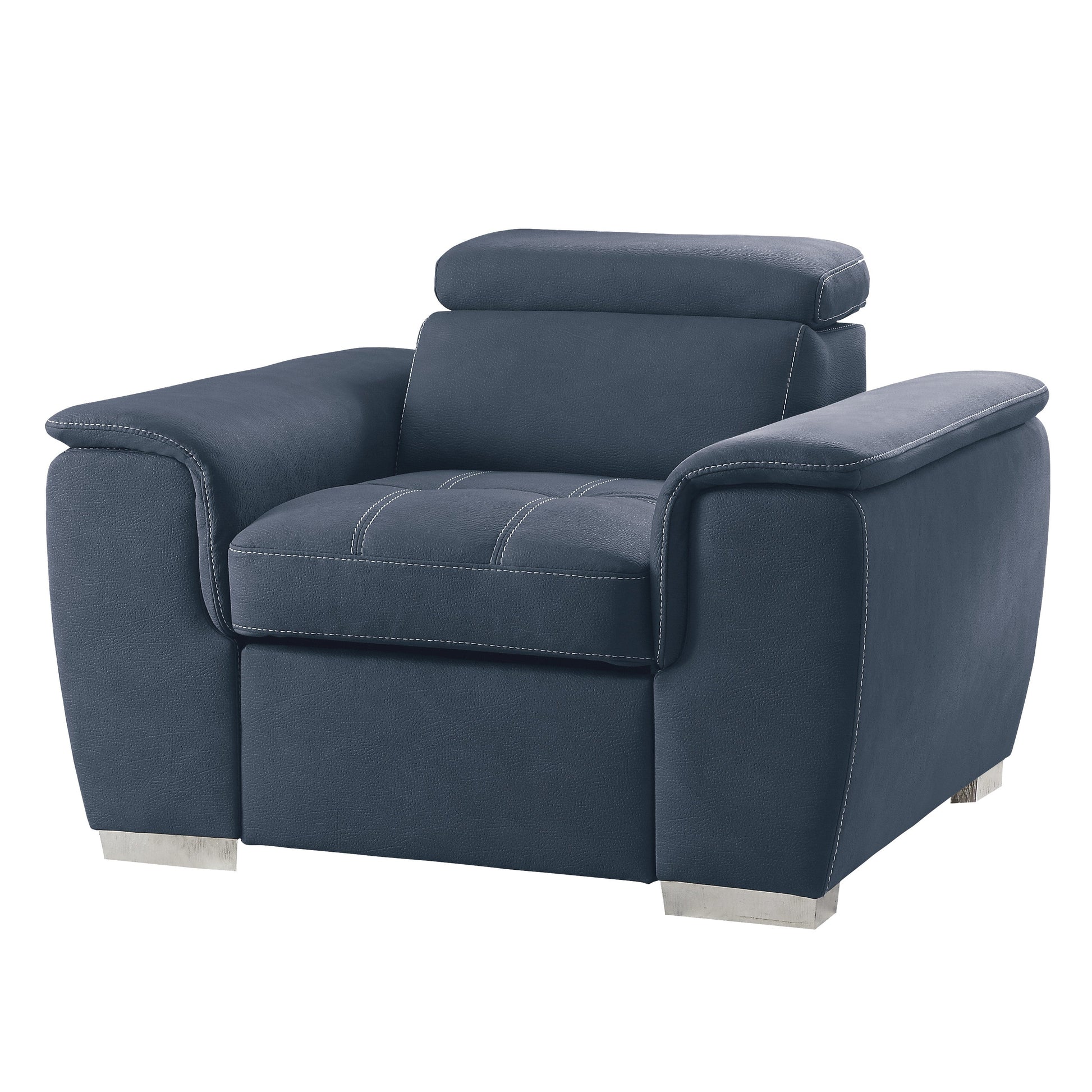 Ferriday Blue Chair with Pull-out Ottoman - 8228BU-1 - Luna Furniture - Dallas Store