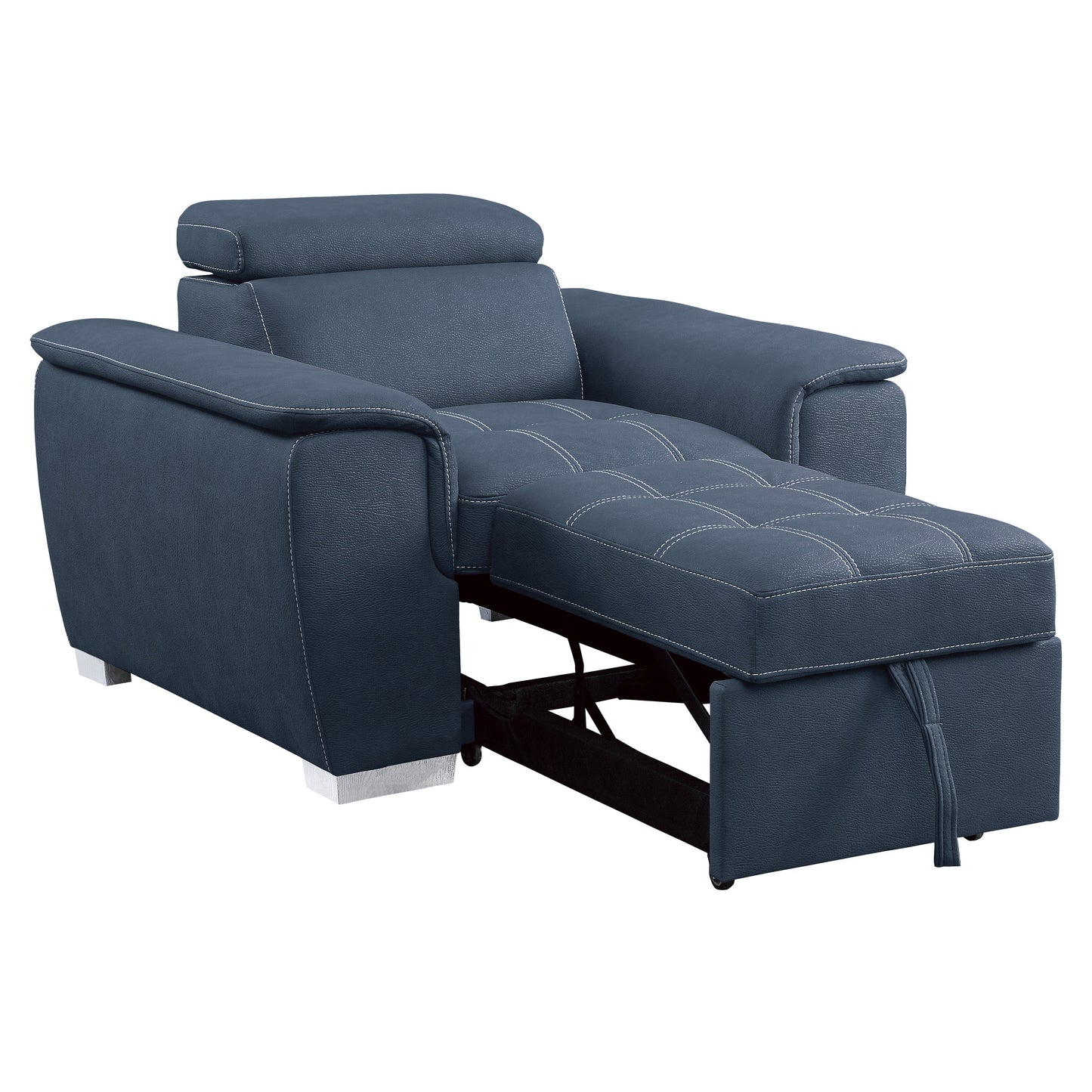 Ferriday Blue Chair with Pull-out Ottoman - 8228BU-1 - Luna Furniture - Dallas Store