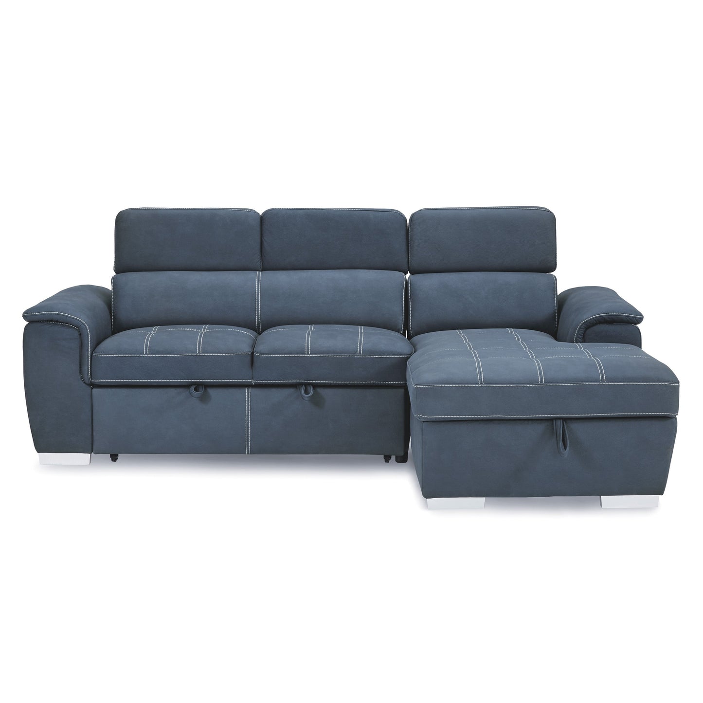 Ferriday Blue Storage Sleeper Sofa Chaise - SET | 8228BU-L | 8228BU-R - Luna Furniture - Dallas Store