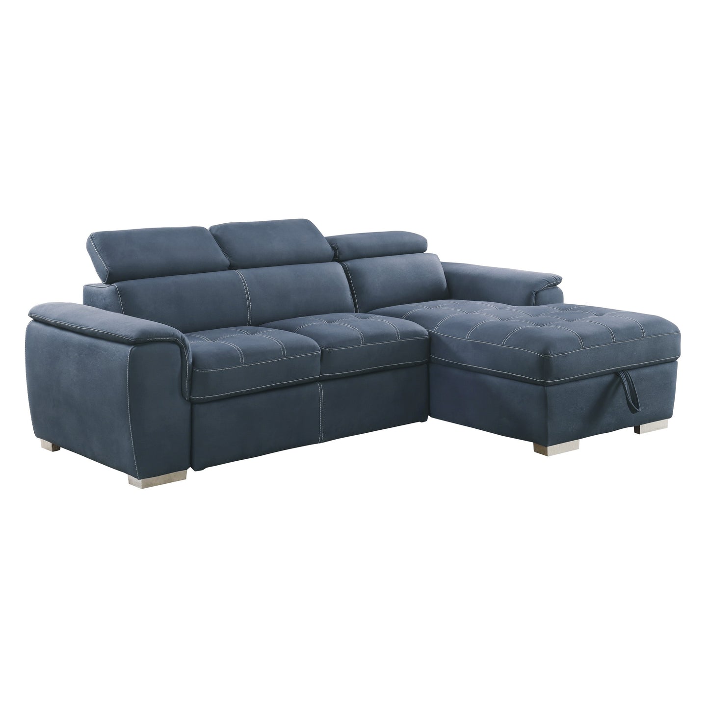 Ferriday Blue Storage Sleeper Sofa Chaise - SET | 8228BU-L | 8228BU-R - Luna Furniture - Dallas Store