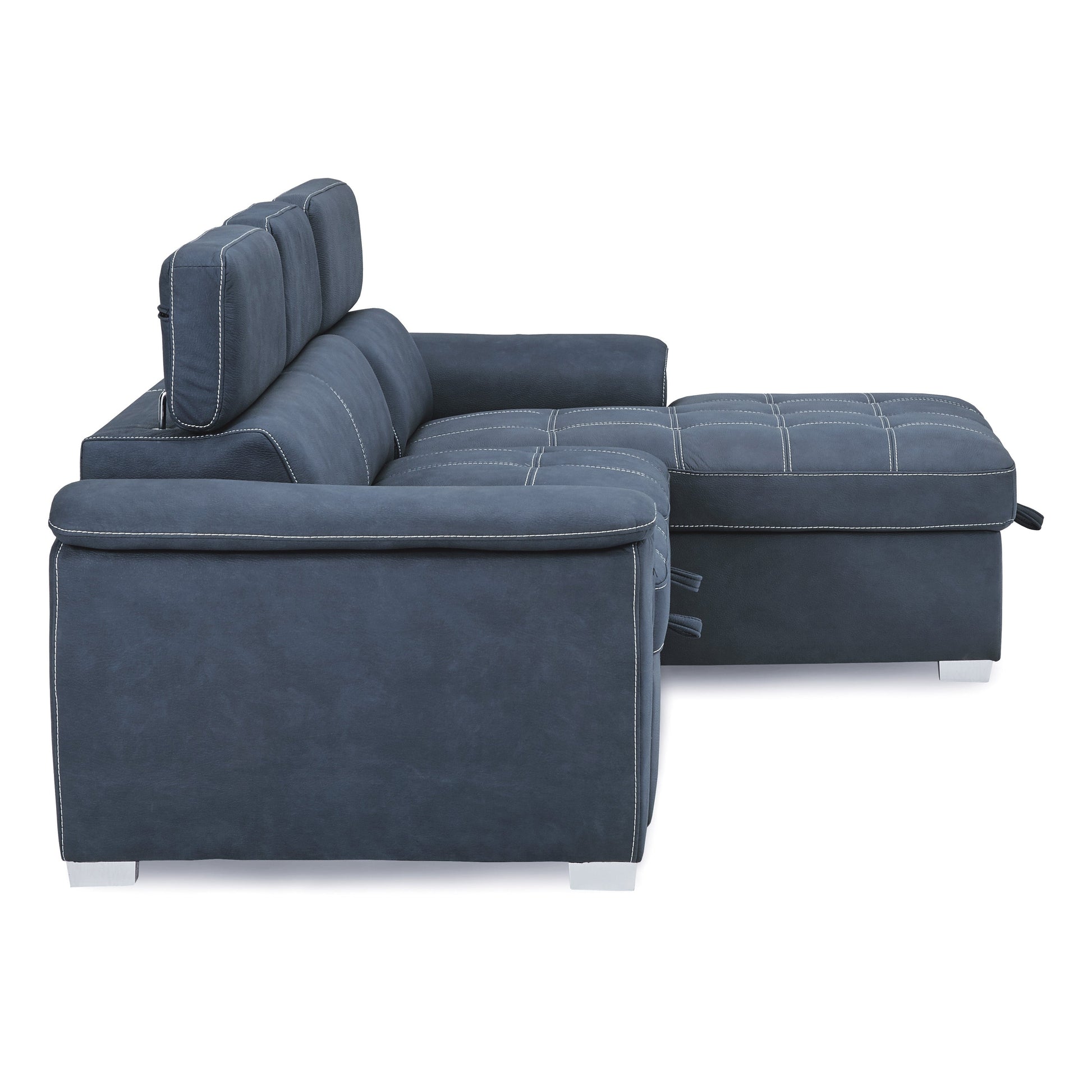 Ferriday Blue Storage Sleeper Sofa Chaise - SET | 8228BU-L | 8228BU-R - Luna Furniture - Dallas Store