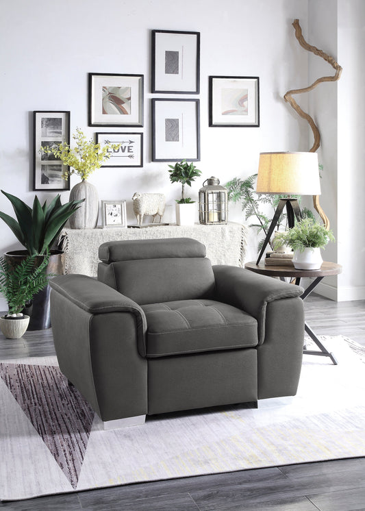 Ferriday Gray Chair with Pull-out Ottoman - 8228GY-1 - Luna Furniture - Dallas Store