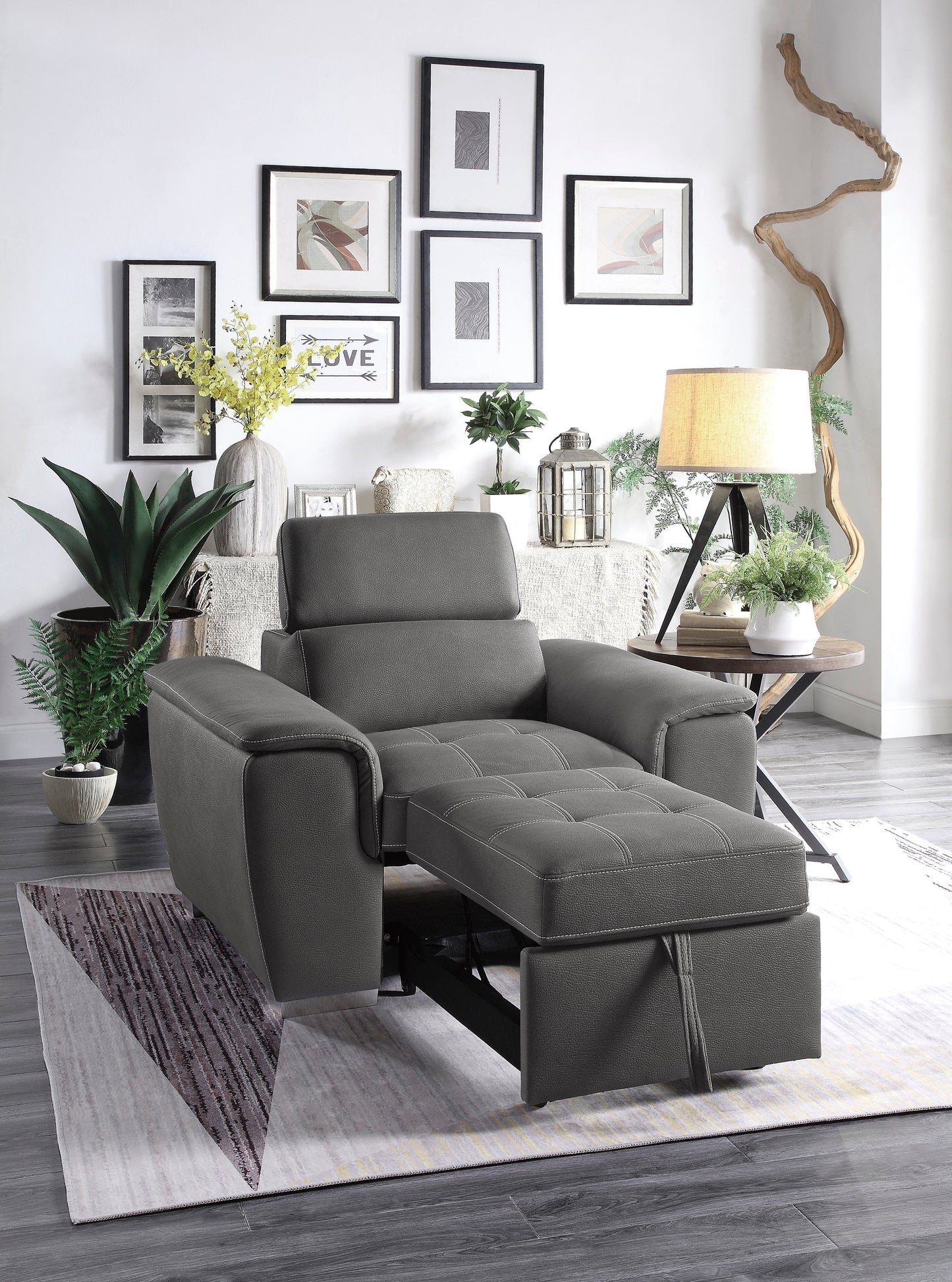 Ferriday Gray Chair with Pull-out Ottoman - 8228GY-1 - Luna Furniture - Dallas Store